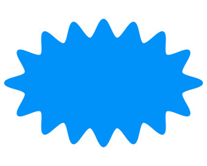 シンプルなカラーの吹き出し　細長い丸みのあるギザギザした形