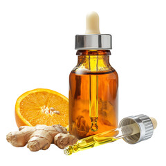 Bottle of Orange Juice with Orange Slice Isolated on Transparent Background