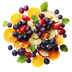 Bowl of Fruit and Oranges Isolated on Transparent Background