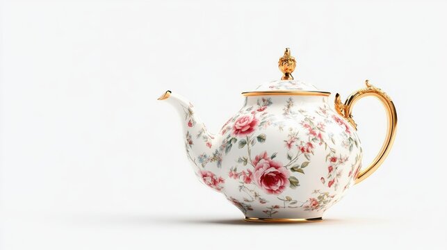 Elegant floral patterned tea pot