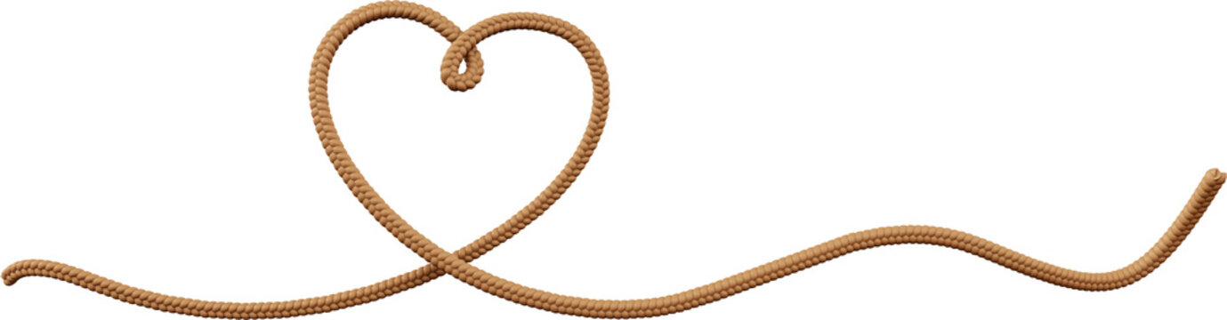 corda 3d com textura de tecido em formato de coracao

