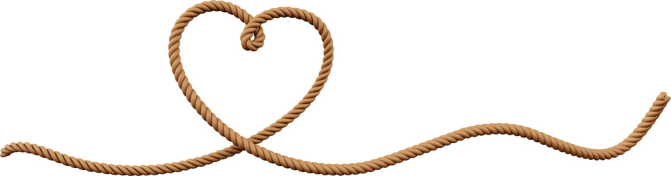 corda 3d com textura de tecido em formato de coracao
