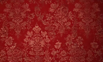 Crimson damask with swirling floral patterns  Deep red, luxurious wallpaper design , luxury, home