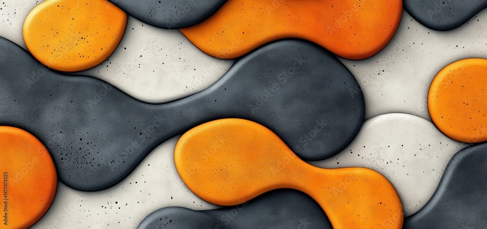 Poster abstract orange and gray interlocking shapes pattern