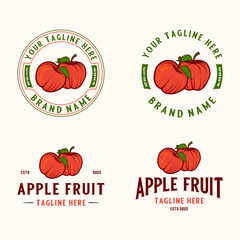 apple logo, with fresh apple fruit icon. Perfect for drink labels, or product stickers