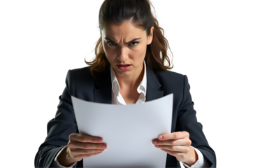 Angry Businessman Reacting to a Document – Frustrated Executive Reading Bad News or Financial Report, Expressing Shock, Disbelief, and Workplace Stress.