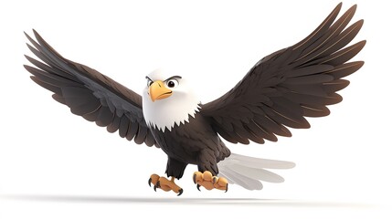 Obraz premium Cartoon eagle in flight against a plain background.
