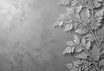 Soft background adorned with luxurious silver lace, leaf motif, texture, card, fabric
