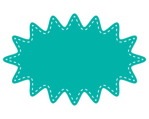 シンプルなカラーの吹き出し　細長い丸みのあるギザギザした形