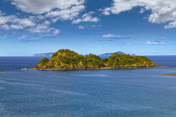 Fototapeta premium Northland, New Zealand. Motutohe Island near Whananaki. Poor Knights Islands in distance.