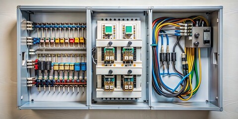 Detailed Fuse Box Electrical Circuit Diagram Stock Photo - Clean White Background