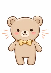 Obraz premium Charming bear character illustration for kids, delightful, cartoonish design with a bowtie, radiating joy and friendliness in a playful and appealing way