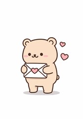 Naklejka premium Adorable bear illustration delivering heartfelt message, perfect for valentine's day cards and sweet greeting design with tender touch