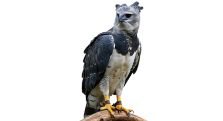 Majestic Harpy Eagle Perched, Showcasing its Unique Plumage and Striking Gaze