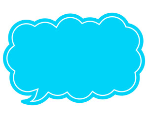 シンプルなカラーの吹き出し　細長い雲形