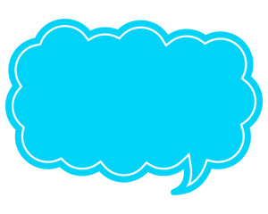 シンプルなカラーの吹き出し　細長い雲形