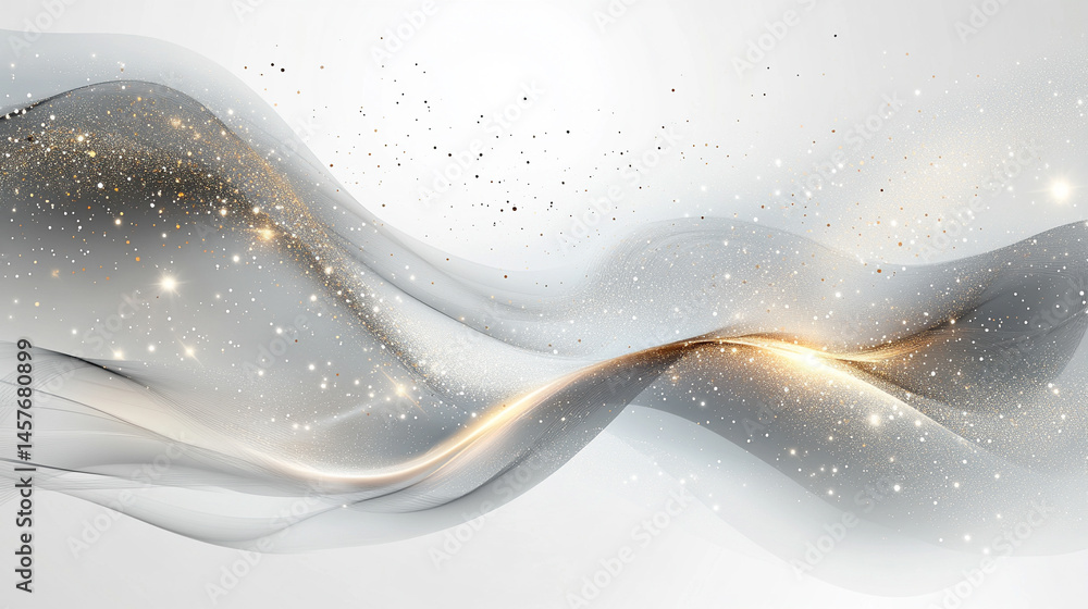 Aufkleber abstract light grainy banner with gold silver white glowing dynamic lines and soft noise texture on 