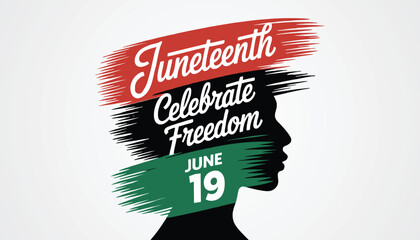 June teenth Freedom Day Banner with Bold Text Geometric Border and Minimalist Design on Light background