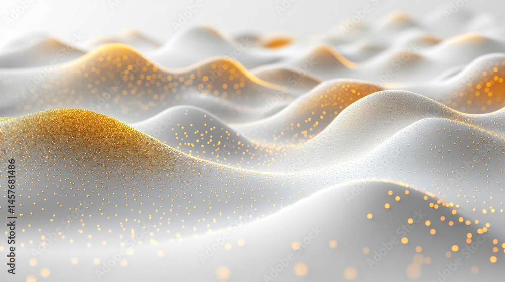 Poster abstract light grainy banner with gold silver white glowing dynamic lines and soft noise texture on 