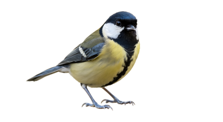 A detailed shot of a Great Tit bird showcasing its distinctive colorful plumage