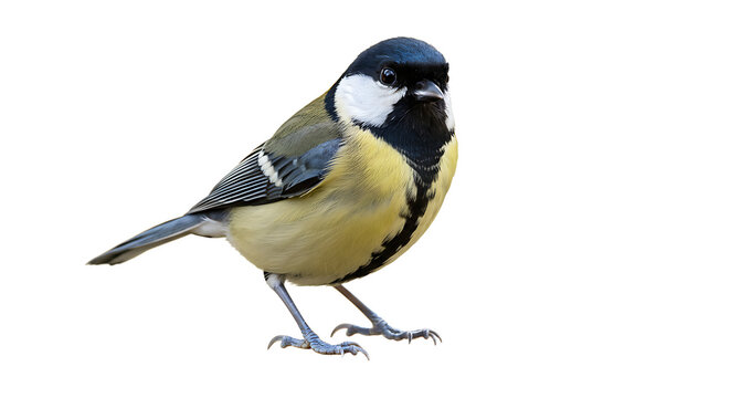 A detailed shot of a Great Tit bird showcasing its distinctive colorful plumage