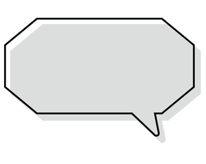 シンプルな線がずれた吹き出し　細長い八角形