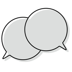 シンプルな線がずれた吹き出し　重なる会話