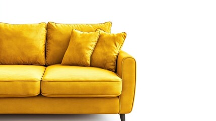 Fototapeta premium Mustard yellow sofa with plush cushions