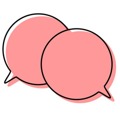 シンプルな線がずれた吹き出し　重なる会話