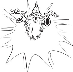 illustration sketch caricature silhouette of a fortune teller witch predicting the future