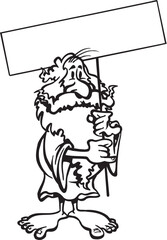 Fototapeta premium illustration sketch caricature silhouette of homeless old man asking for alms