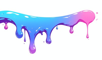 A vibrant neon pink and electric blue dripping paint line on white, glowing edges, cartoon style, pop art colors. Bold, eye-catching, and playful