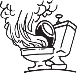 illustration sketch icon logo symbol sketch cartoon image sink burning emitting smoke