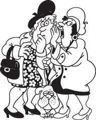 illustration sketch icon logo symbol sketch cartoon image silhouette socialite mothers gossiping about other people's bad points