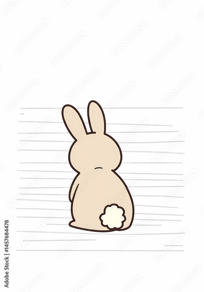 Poster stylized rabbit silhouette against a simple line background offering a charming, understated minimal