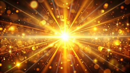 Naklejka premium Dynamic Orange Gold Bokeh Lens Flare Overlay: Abstract Light Rays Animation Background for Video Projects