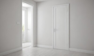 Modern white interior door, sleek handle closed ,  interior,  clean,  room
