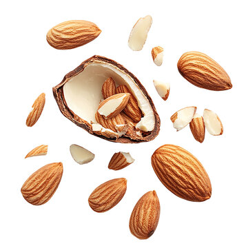 Almond nuts isolated on a wooden background. Almonds are a healthful food. Locally in Bangladesh, it is called Kath Badam.