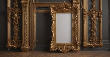Intricate Victorian-style frames, ornate details, gold accents,  decorative,  elegant