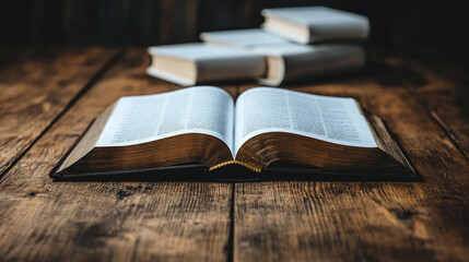 Open law book lies on a wooden desk in a courtroom setting, with modern white legal volumes in the background, symbolizing tradition, legal research, education, and the evolution of justice.

