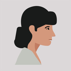 Simple Illustration of a Woman's Profile with a Ponytail Hairstyle and Neutral Expression