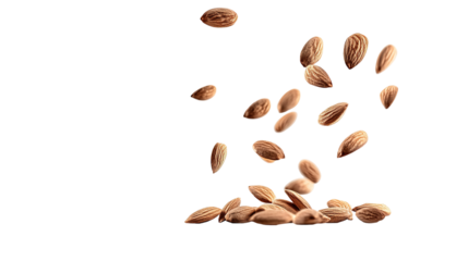 Almond nuts isolated on a wooden background. Almonds are a healthful food. Locally in Bangladesh, it is called Kath Badam.