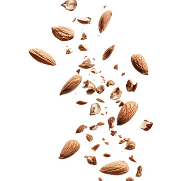 Almond nuts isolated on a wooden background. Almonds are a healthful food. Locally in Bangladesh, it is called Kath Badam.
