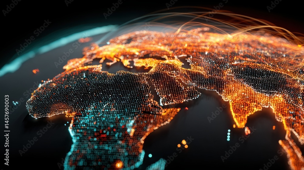 Poster comprehensive world map displaying global currency markets and analytics for tracking financial tren