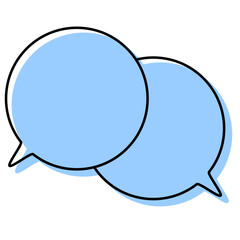 シンプルな線がずれた吹き出し　重なる会話