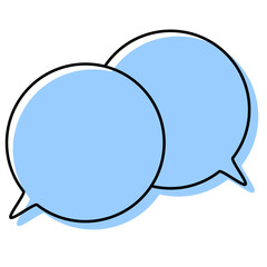 シンプルな線がずれた吹き出し　重なる会話