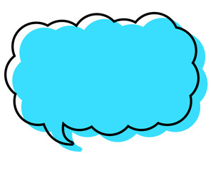 シンプルな線がずれた吹き出し　細長い雲形