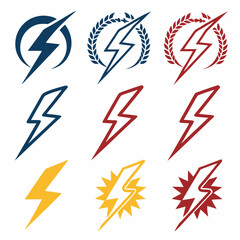 Lightning Bolt Vector Collection Featuring Stylized Thunder Symbols And Modern Iconography