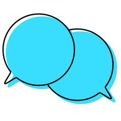 シンプルな線がずれた吹き出し　重なる会話