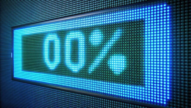 Percentage increase on a digital display screen, metric display, numerical value,  metric display